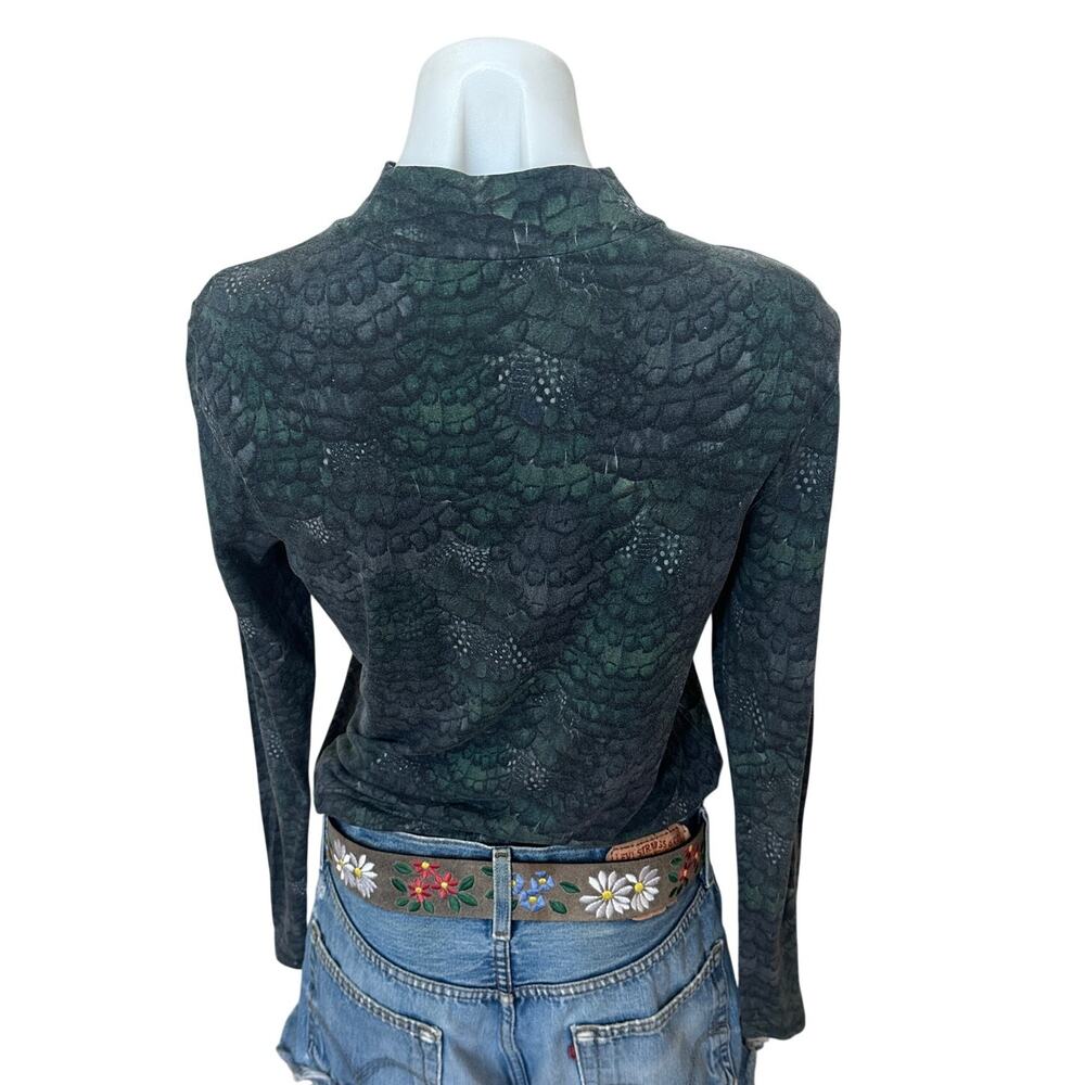 Scotch & Soda Blue Green Mockneck Top LARGE Work Cotton Snakeskin Python $80 - Picture 9 of 11